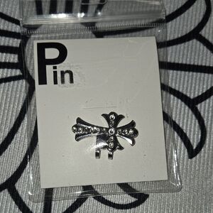 Silver Brooch Pin with Rhinestones